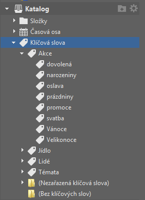 katalog - klíčová slova