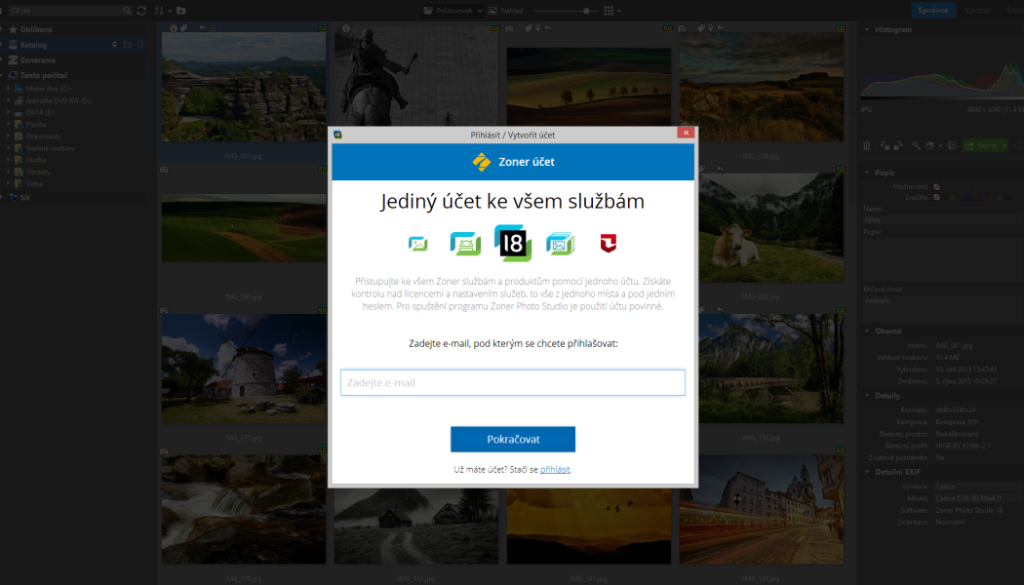 Díky Zoner účtu se snadno a rychle přihlásíte do programu z jakéhokoliv počítače.