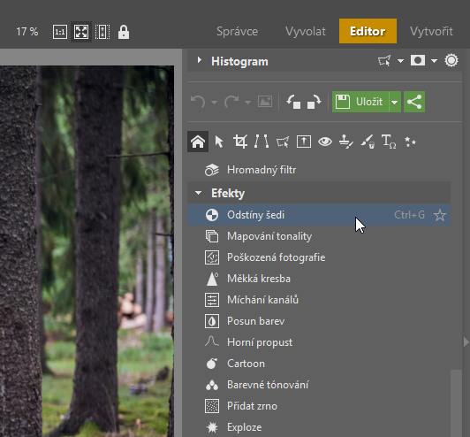 Jak na černobílou fotografii: Odstíny šedi v Editoru v Zoner Photo Studiu.
