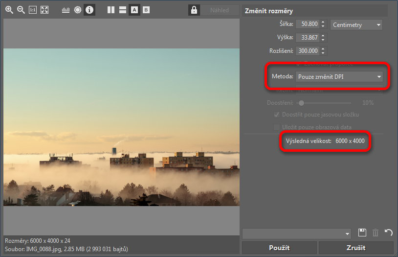Jak změnit DPI fotky?
