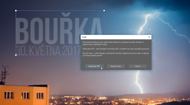 Uložení rozpracovaného projektu