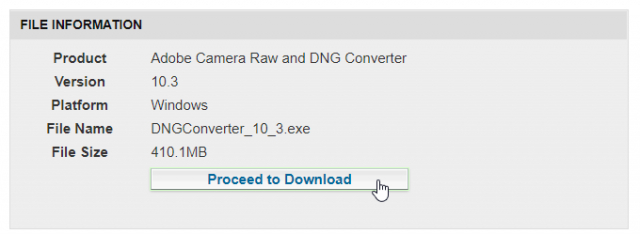 Jak propojit DNG converter se ZPS: stažení konvertoru.