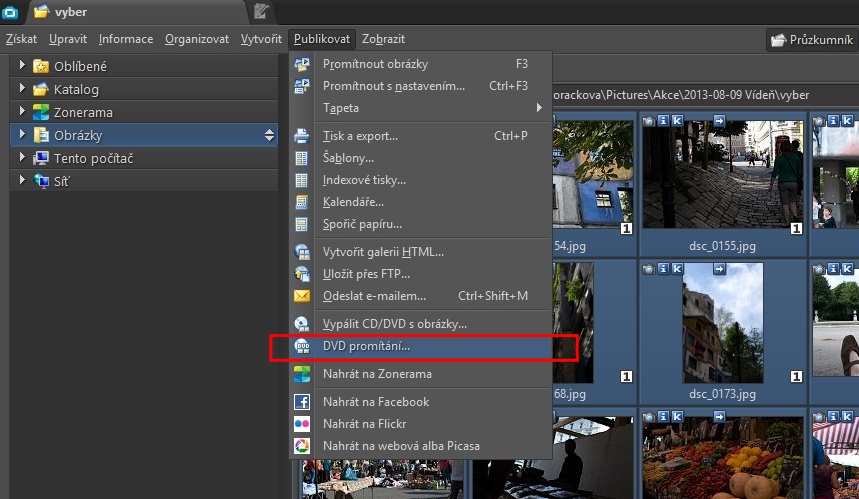 Průvodce tvorbou prezentačního DVD najdete v položce menu Publikovat.jpg
