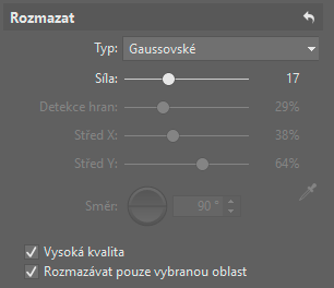 Parametry pro rozmazání pozadí.
