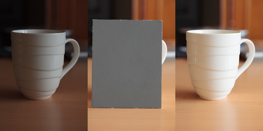 Světlý objekt, bodové měření expozice. Vlevo exponováno podle objektu (podexponováno o 2,5EV), vpravo exponováno podle šedé tabulky (je věrně zachycena světlá tonalita objektu)