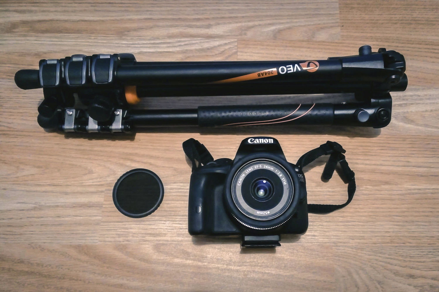 Použité vybavení – Canon EOS 100D, ND filtr s prodlužovacím faktorem 2 EV (ND4) a stativ Vanguard Veo 204 AB