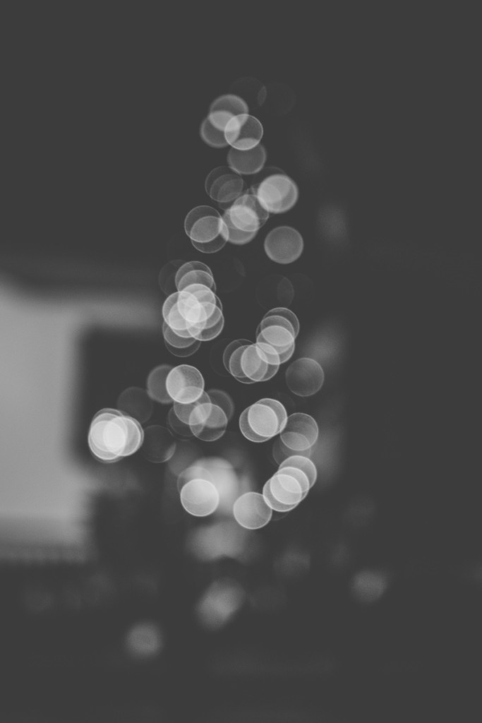 Vánoční strom ozdobený světýlky udělal krásnou siluetu díky bokehu. Nikon D3300, AF-S NIKKOR 18-55 mm 1:3.5-5.6 G II, 0.3 s, f/5.0, ISO 800, ohnisko 45 mm