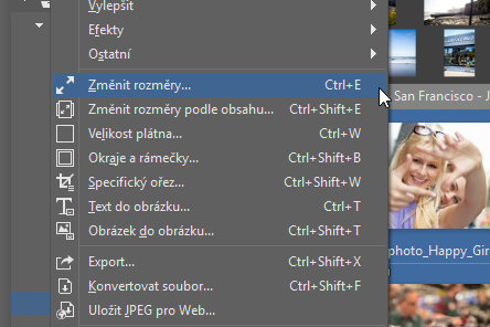změnit rozměry