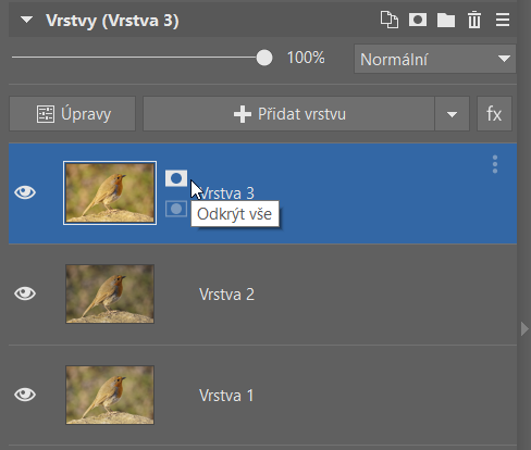 Základy práce s vrstvami: přidání masky k vrstvě.