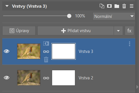 Základy práce s vrstvami: označená maska.