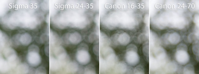 Test objektivů: text bokehu z venkovní scény u objektivů Sigma a Canon.
