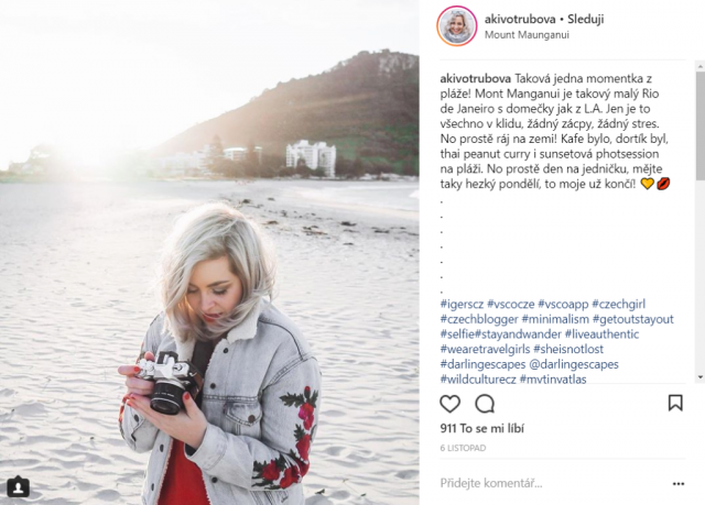 Martina Aki Votrubová: ukázkový post na Instagram