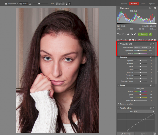 Jak upravovat portréty: správné vyvážení bílé.