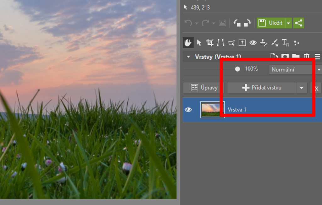 Jak vylepšit fotografie krajiny - nová vrstva