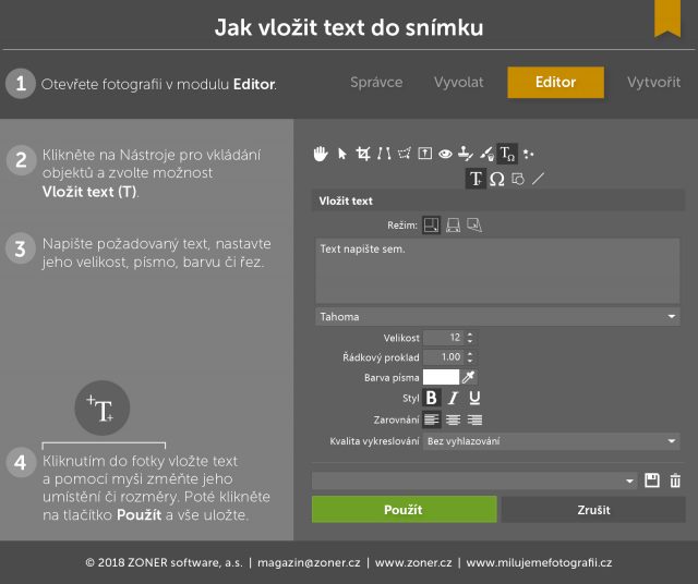 infografika - jak vložit text do fotky