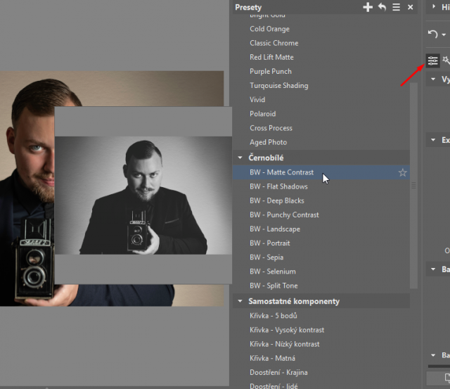 Jak dodat fotkám starý vzhled: černobílé presety.