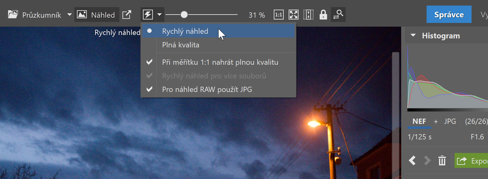 Nastavte Rychlý náhled.