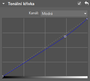 Úprava tónu pleti pomocí tonálních křivek - snížení hodnoty modré barvy pomocí tonální křivky