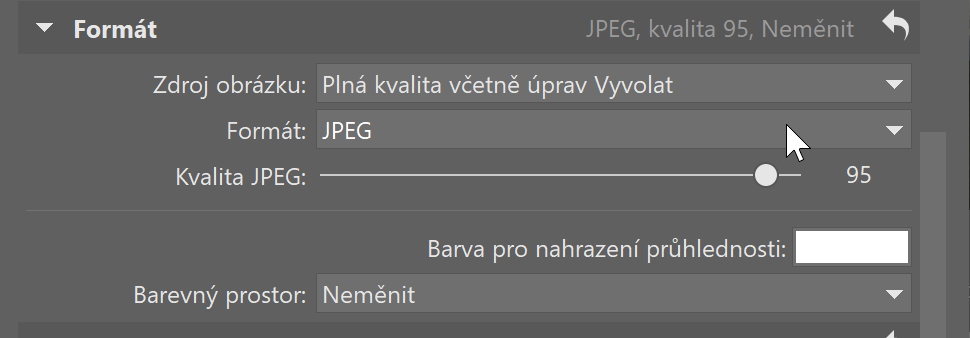 Vylepšený Export - formát