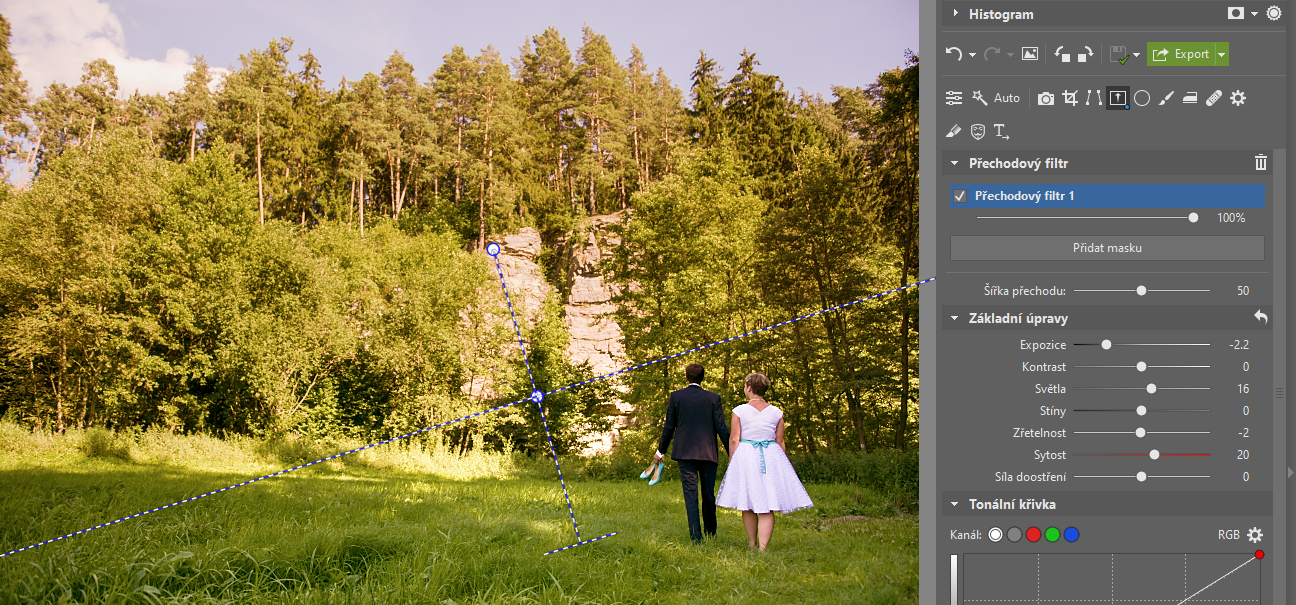 Jak používat přechodový filtr při úpravě fotografií