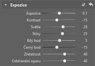 Vyvolání podzimního portrétu krok za krokem - panel expozice