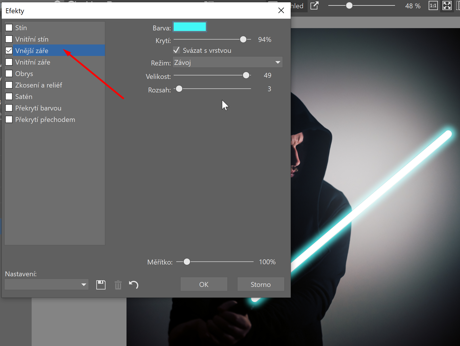 Star Wars speciál: přidejte si do fotky světelný meč - přidávání efektu