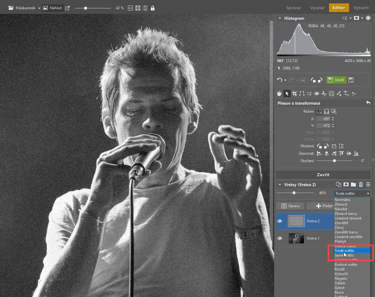Přidáváme zrno do černobílé fotografie: 2 způsoby, jak na to