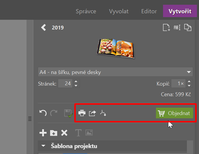 Jak vytvořit vlastní fotoknihu - uložení/objednávka