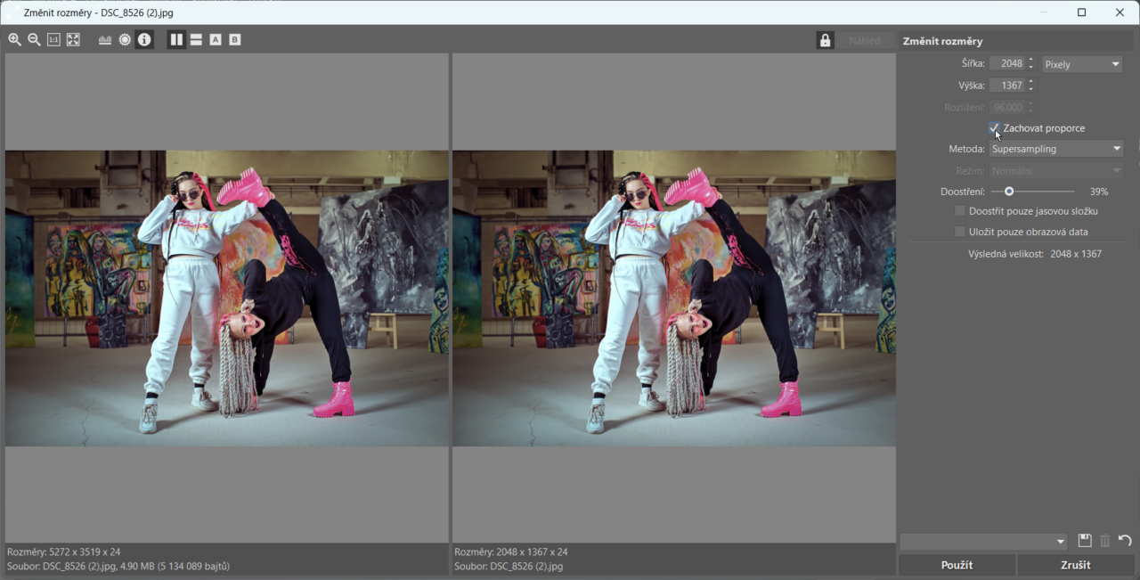 Zmenšení fotek v Zoner Studiu – jak změnit rozměry fotky v modulu Správce.
