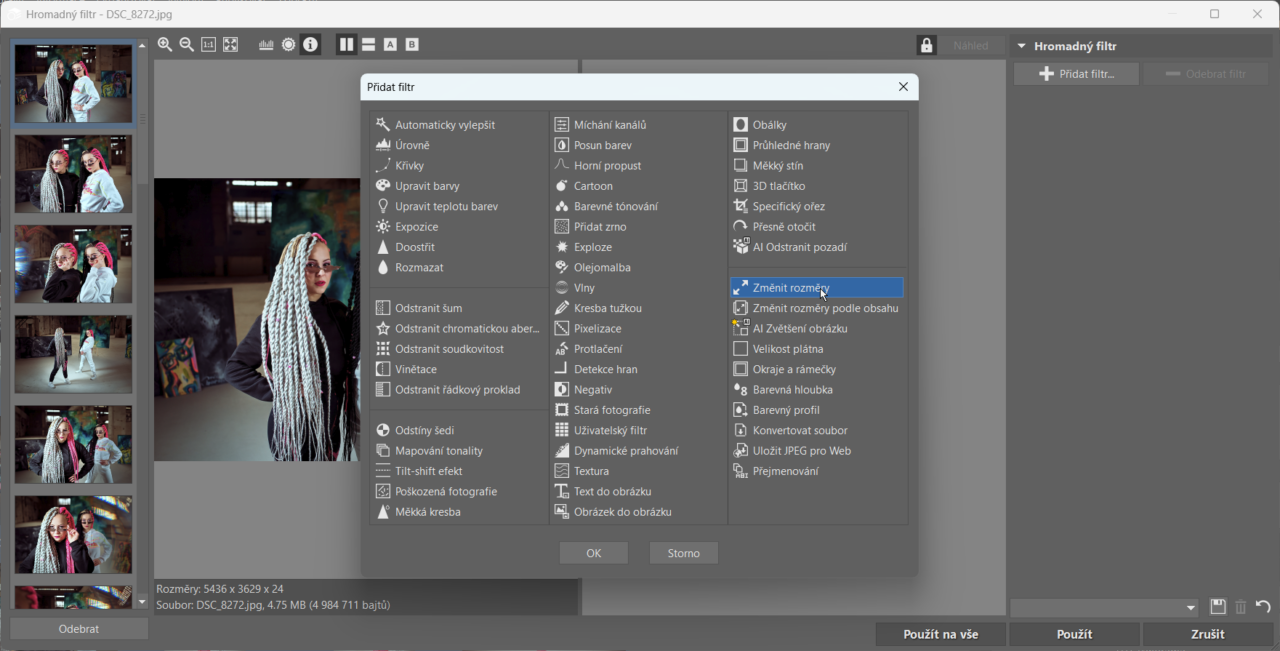 Zmenšení fotek v Zoner Studiu – hromadná změna rozměrů fotek pomocí Hromadného filtru