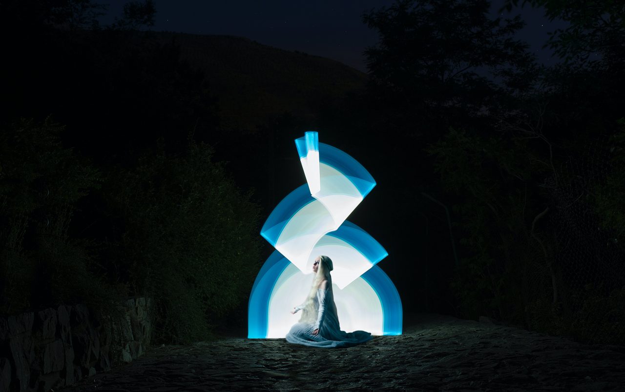 Light painting, ilustrační foto, portrét