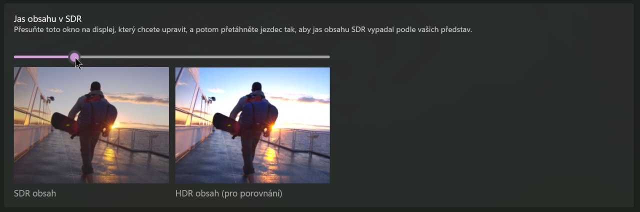 nastavit HDR v PC a ZPS X, jas obsahu v SDR