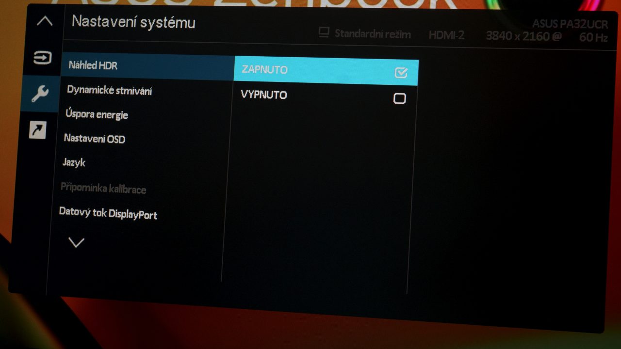 nastavit HDR v PC a ZPS X, nastavení monitoru