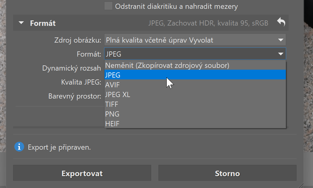Jak změnit formát fotky - export do JPEG, PNG, TIFF a dalších obrazových formátů
